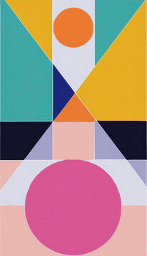 Colorful abstract geometric background. Circles, triangles and squares
