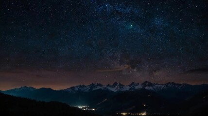 Fototapeta premium movement of stars in the night sky with the view of mountains