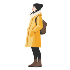 Kazakh Women's Winter Fashion | Traditional Attire Vector Illustration & Design
