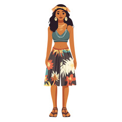 Kiribati Women's Summer Attire | Traditional Vector Fashion Illustration
