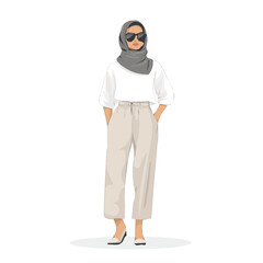 Kuwait Woman Summer Clothes and Style | Traditional Vector Illustration
