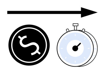Stopwatch, dollar sign, and arrow combine to highlight concepts thumbs up efficiency, time management, and cost-effectiveness. Ideal for business, productivity, strategy, finance deadlines