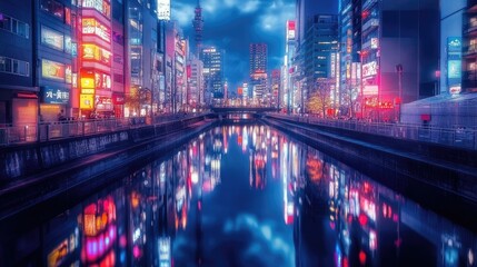 Dotonbori Canal Reflection: Osaka's Vibrant Nightscape in Sharp Detail