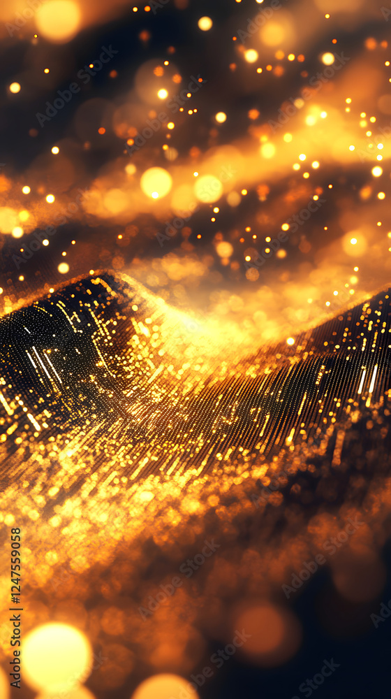 Poster abstract golden glow - a captivating display of light and color in motion