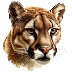 Cougar Head Vector Illustration | Majestic and Powerful Wild Cat Art  
