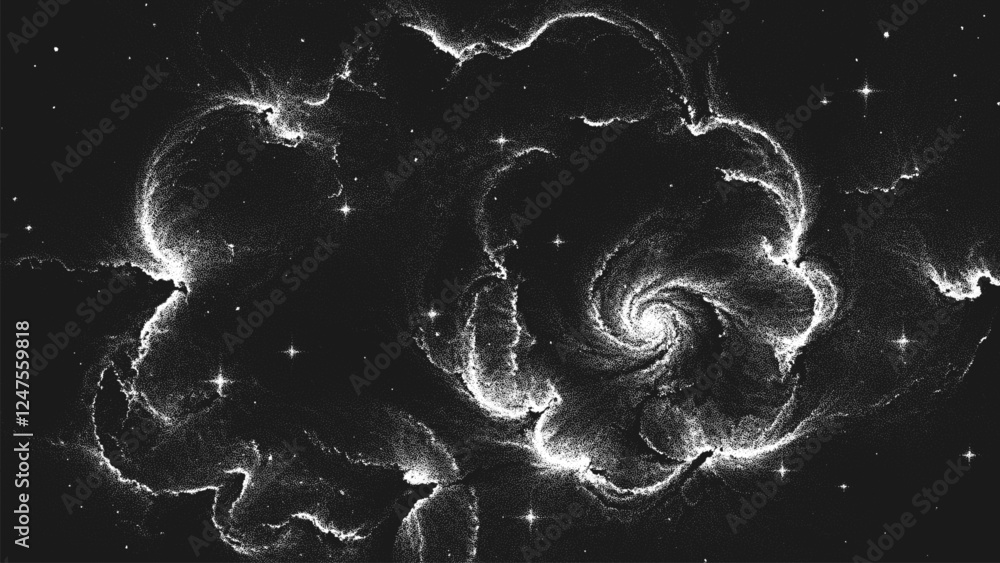 Wall mural forming new galaxy around a neutron star with glowing cosmic dust and gas clouds in an endless unive