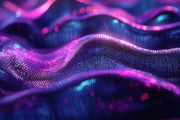 Neon-lit digital waves with glowing pink and blue textures in close-up.