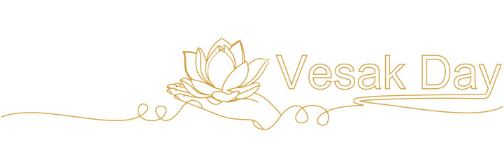 line art hand illustration background with a text vesak day