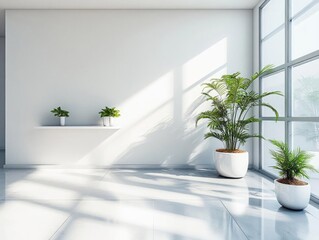 Modern Room Decor: Plants Enhance White Interior Design
