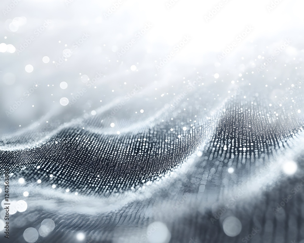 Poster captivating abstract waves of light and structure in a dreamlike digital landscape
