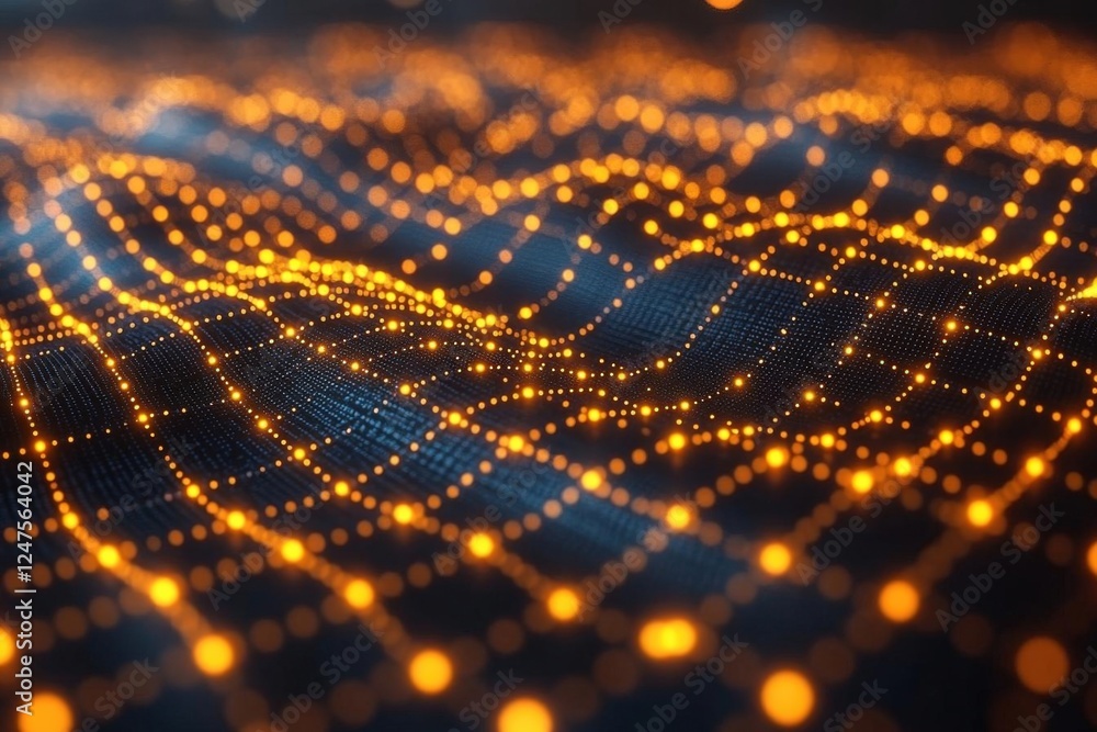 Aufkleber abstract golden digital network wave pattern