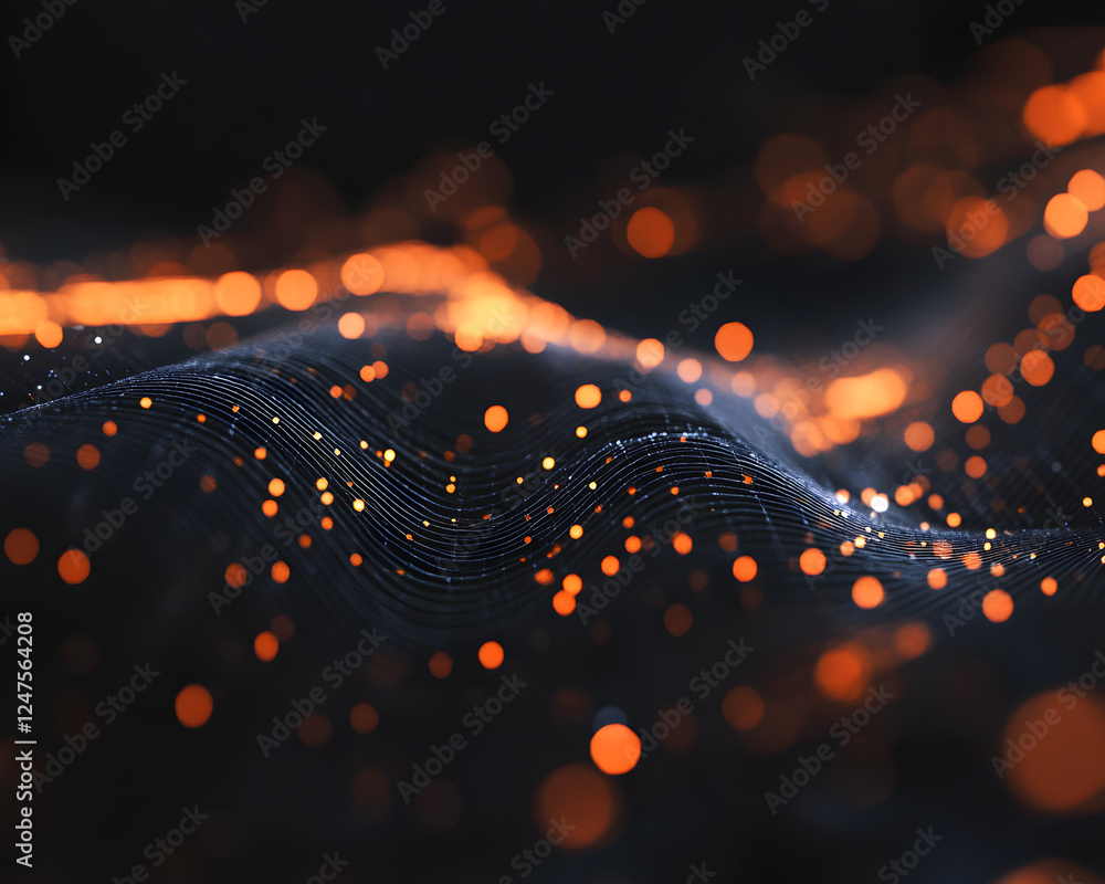 Aufkleber abstract waves of light: a mesmerizing display of colorful connections in a digital universe