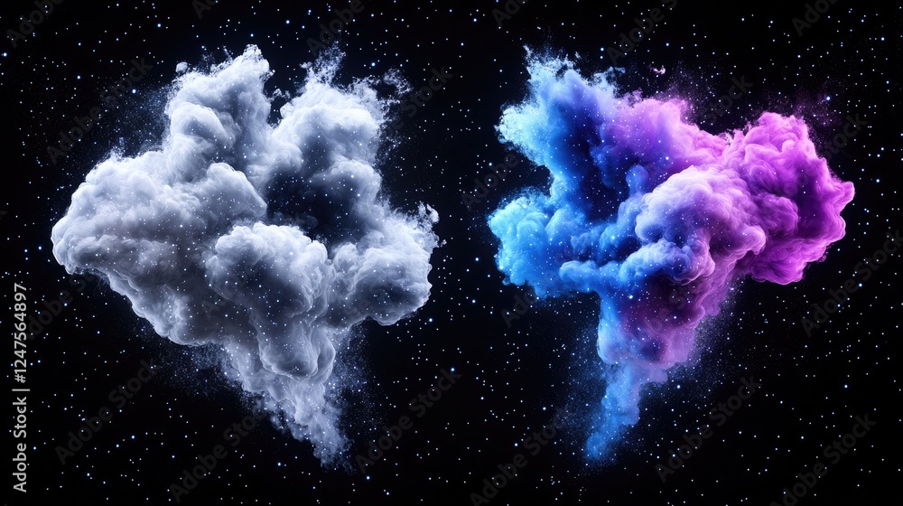 Wall mural cosmic color clouds nebula-like formations against a starry backdrop, ideal for design backgrounds