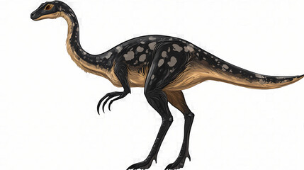 Fototapeta premium Gallimimus on a transparent background. Gigantic Creatures. Illustration