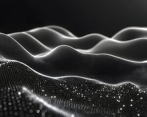 Obraz premium Stunning Abstract Representation of Waves in a Monochromatic Digital Landscape