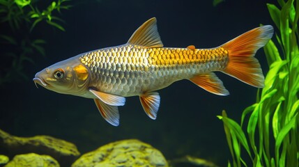 Naklejka premium Stunning Golden Fish in Aquarium