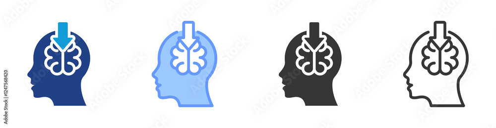 Poster Cognitive Load icon set multiple style collection