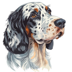 English Setter Head Vector Illustration | Elegant and Graceful Dog Art  
