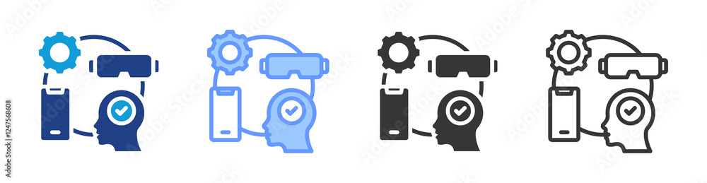 Poster Multimodal Interaction icon set multiple style collection