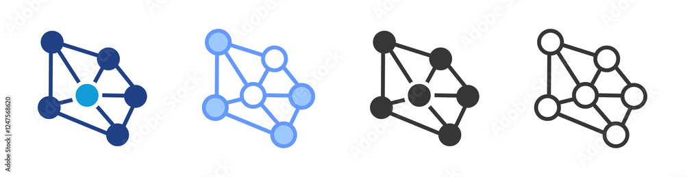 Poster Neural Network icon set multiple style collection