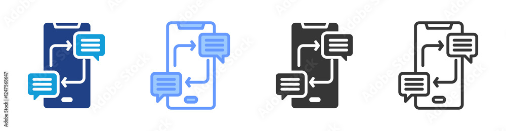 Poster Mobile Interaction icon set multiple style collection