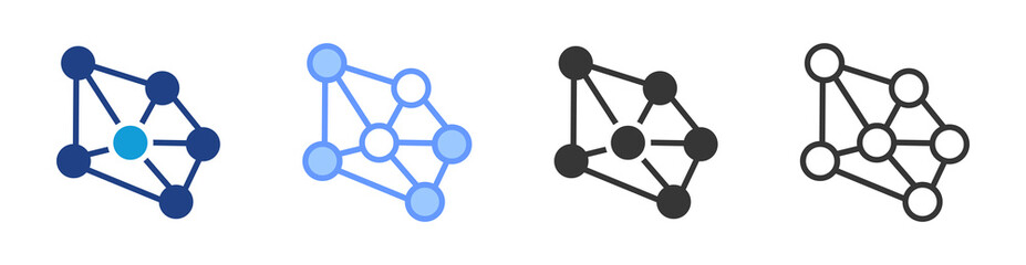 Neural Network icon set multiple style collection