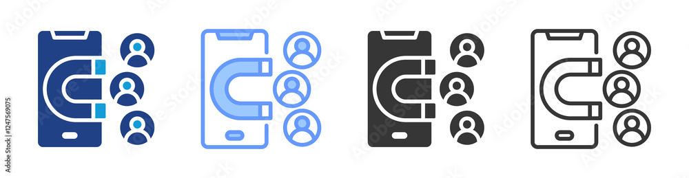 Aufkleber user engagement icon set multiple style collection