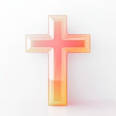 Obraz premium Light gradient icon of cross, modern aesthetic, white background 