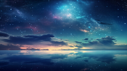Fototapeta premium Starry Night Sky Background with Galaxies and Sparkling Stars