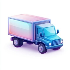 Fototapeta premium Light gradient icon of delivery truck, modern aesthetic, white background 