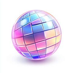 Light gradient icon of disco ball, modern aesthetic, white background 