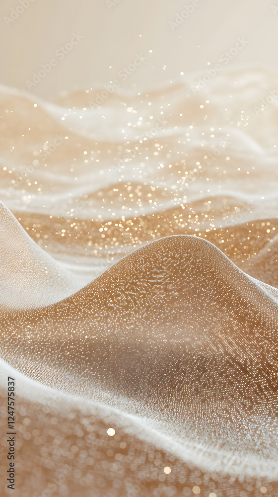 Poster mesmerizing waves of textured sand with glimmering particles capturing light