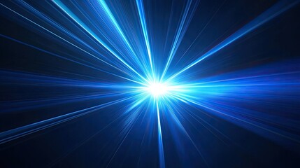 Fototapeta premium Abstract Light Streaks: Dynamic Blue Lines Emanating from a Central Point