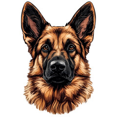 German Shepherd Head Vector Illustration | Loyal Canine Artwork for Logos & Prints  
