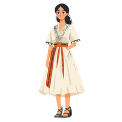 Serbia Woman Summer Clothes Vector Illustration | Light and Stylish Warm-Weather Fashion Artwork  
