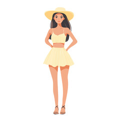 Serbia Woman Summer Clothes Vector Illustration | Light and Stylish Warm-Weather Fashion Artwork  
