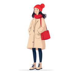 Serbia Woman Winter Clothes Vector Illustration | Elegant and Warm Seasonal Fashion Artwork  
