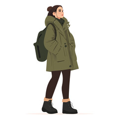 Serbia Woman Winter Clothes Vector Illustration | Elegant and Warm Seasonal Fashion Artwork  
