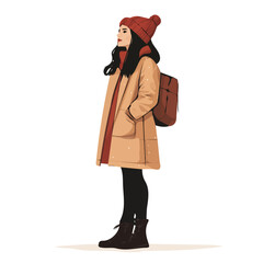 Serbia Woman Winter Clothes Vector Illustration | Elegant and Warm Seasonal Fashion Artwork  
