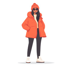 Seychelles Woman Winter Clothes Vector Illustration | Elegant and Cozy Cold-Weather Fashion Artwork  
