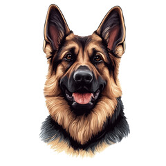 German Shepherd Head Vector Illustration | Loyal Canine Artwork for Logos & Prints  
