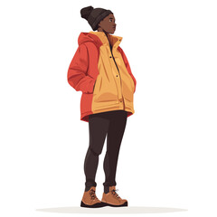 Sierra Leone Woman Winter Clothes Vector Illustration | Chic and Cozy Seasonal Fashion Artwork  

