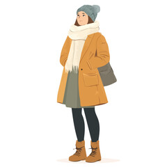 vector illustration of a woman in winter clothes Slovakia style