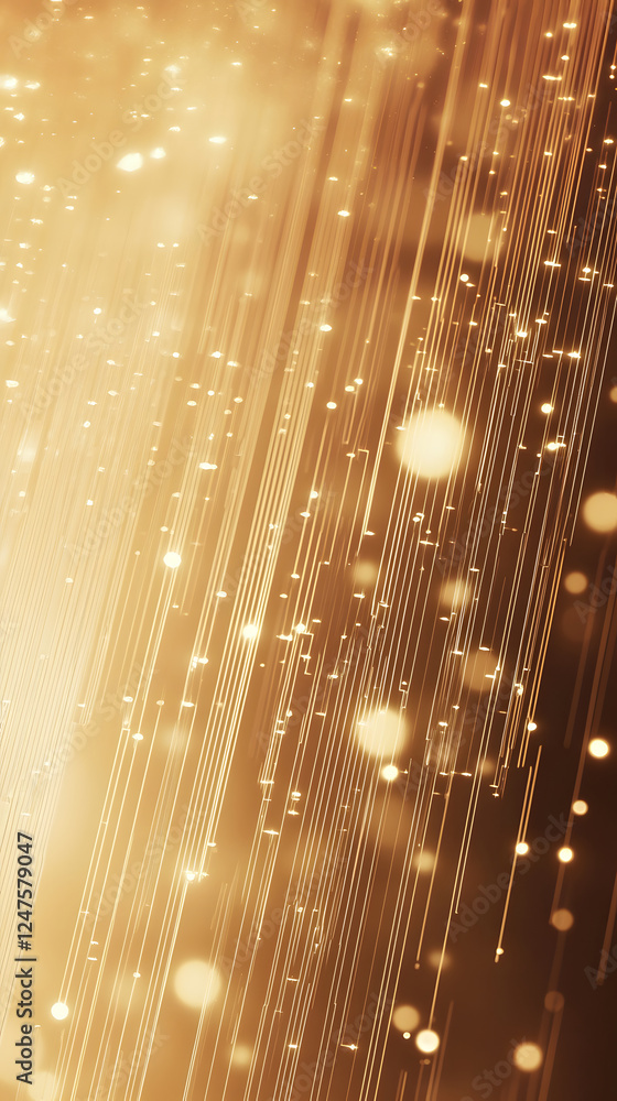 Aufkleber golden stream of light with sparkling particles in an abstract design
