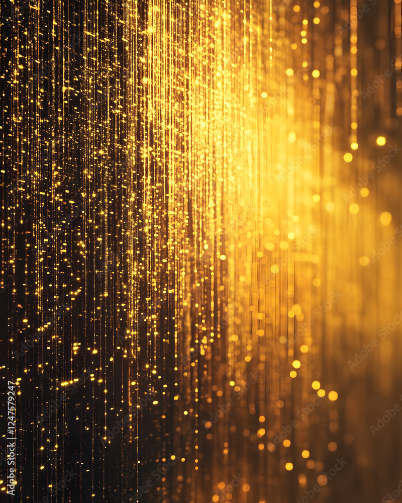 Poster sparkling golden lights creating a dreamy atmosphere and captivating visual effects