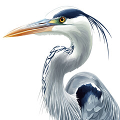 Heron Head Vector Illustration | Elegant Bird Artwork for Logos & Digital Designs  
