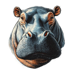 Hippo Head Vector Illustration | Powerful Wildlife Artwork for Logos & Digital Designs  
