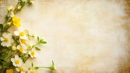 Spring flowers, textured background, card design