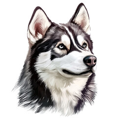 Husky Head Vector Illustration | Intelligent Canine Artwork for Logos & Prints  
