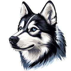 Husky Head Vector Illustration   Intelligent Canine Artwork for Logos & Prints    © Houston